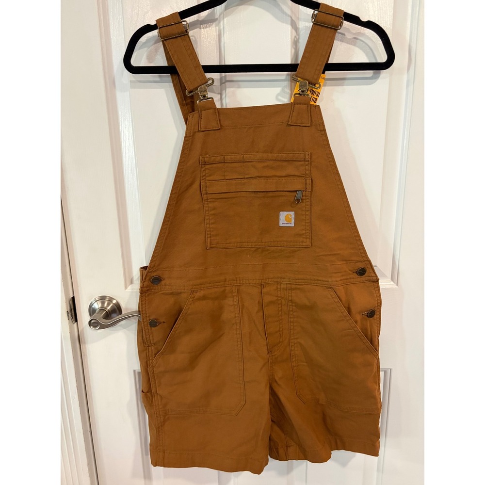 Woman's Carhartt Size Small 4-6 Brown Relaxed Fit Short Overalls BS5268-W New